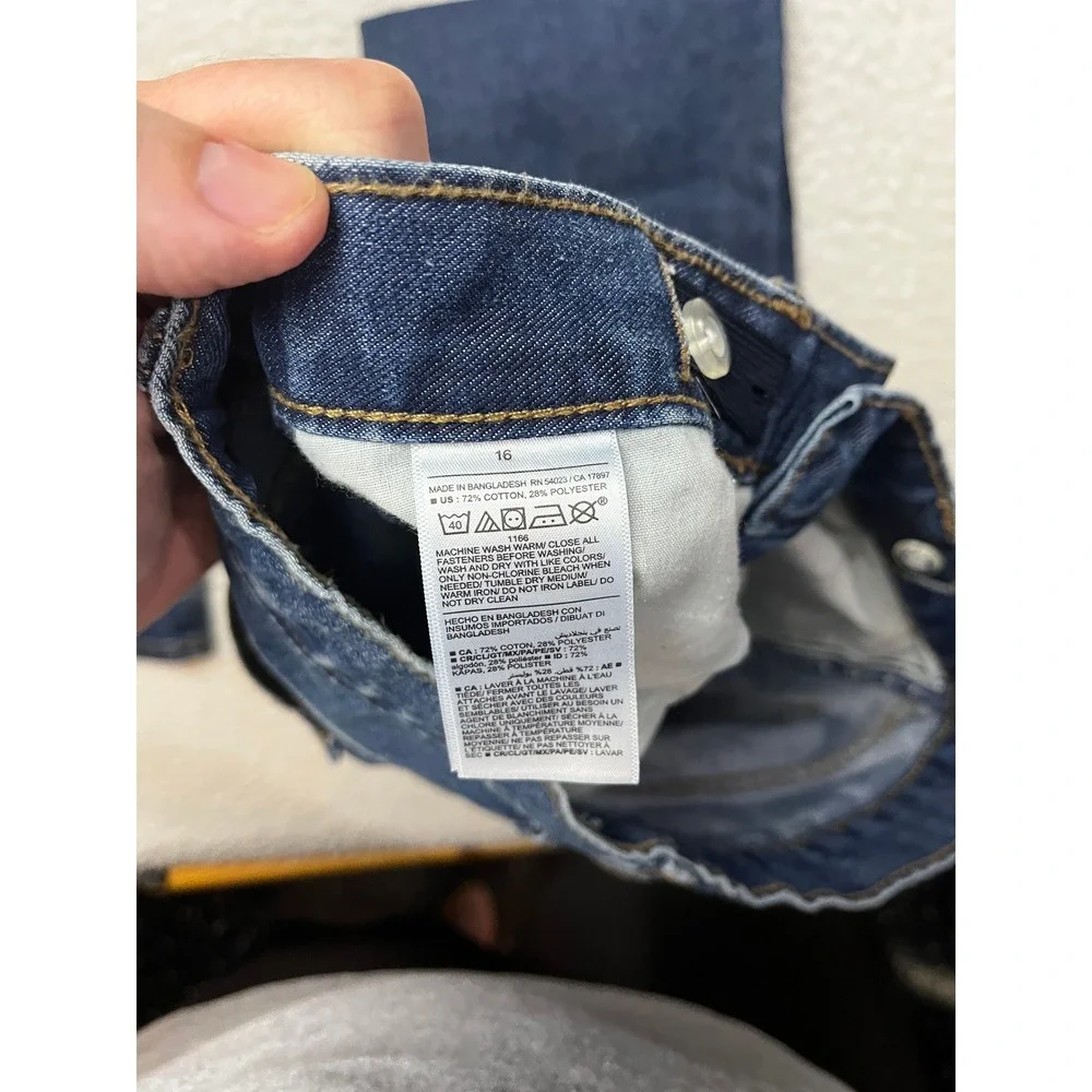 Old Navy Jeans Boys 16 Blue Straight Built-In Tough Dark Wash Denim Pants